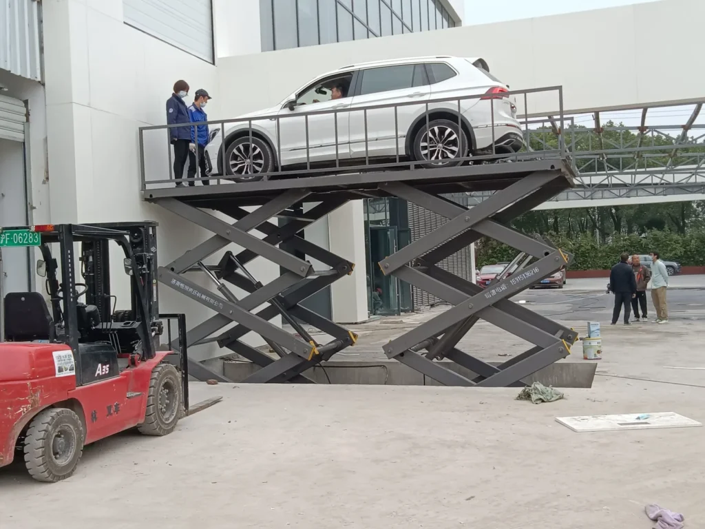 In-ground hydraulic scissor lift